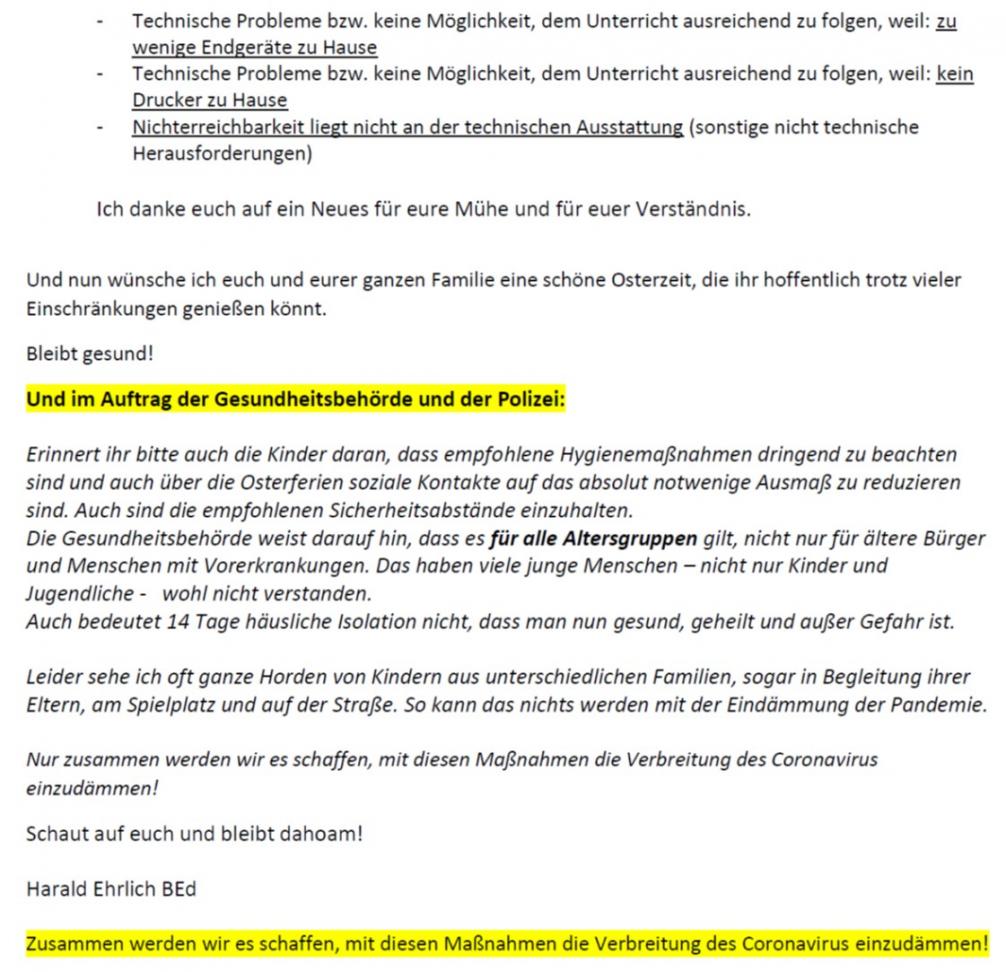 Eltern - Osterbrief