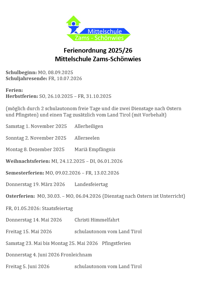 Ferienordnung 2025/26